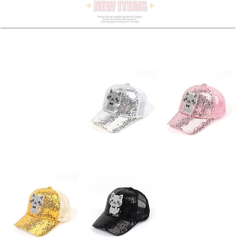 Dot Kids Cat Ear Baseball Cap Girls Cute Kitty Adjustable Snapback Trucker Hat for Summer Sport Travel Hiking 2-15Y - Image 3